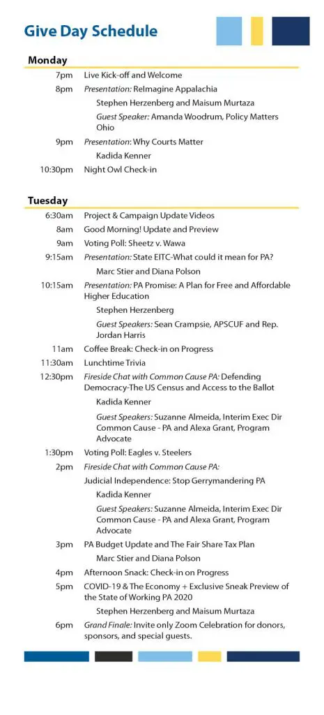 Give Day Schedule of Events