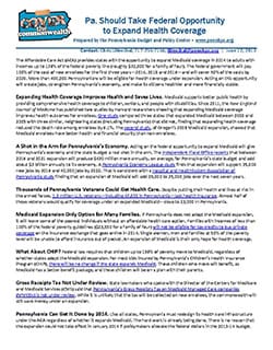 Expand Coverage Fact Sheet: Pa. Should Take Federal Opportunity to Expand Medicaid ...